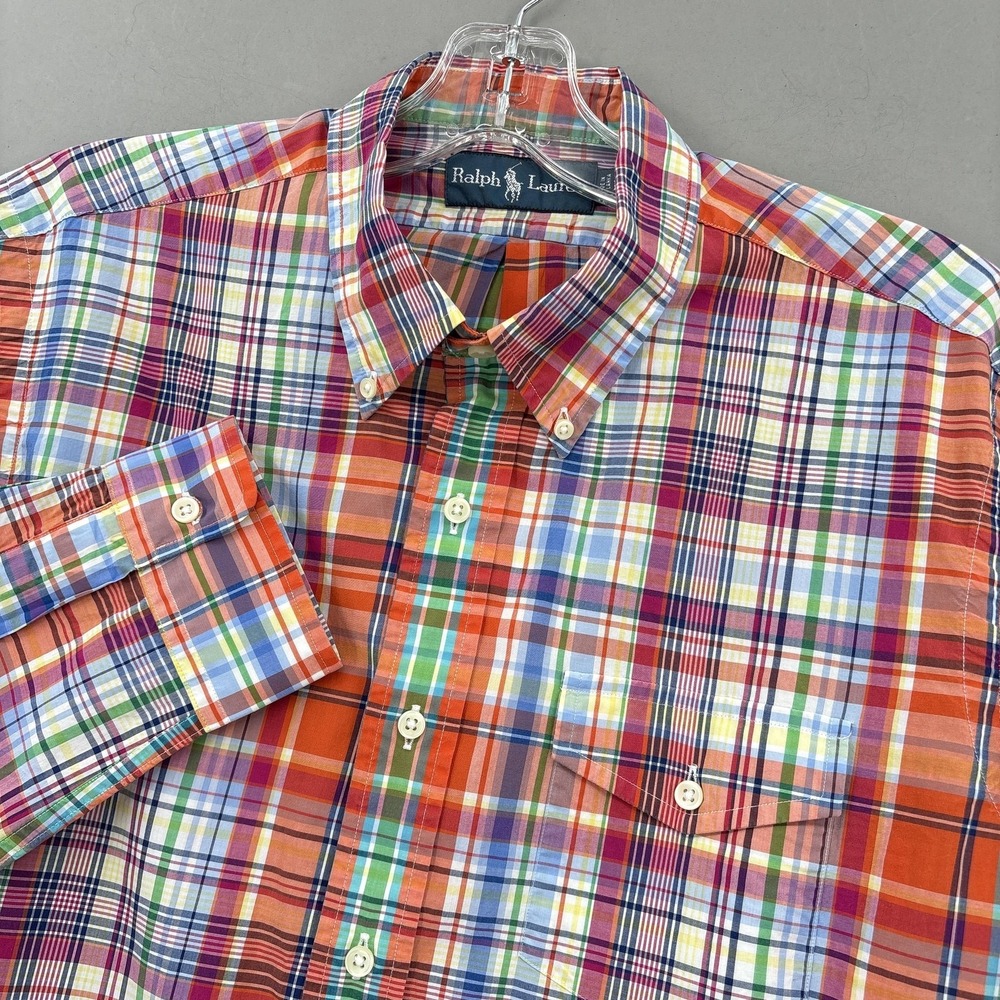 Ralph Lauren Shirt Mens Large Multicolor Plaid Button Down Long Sleeve‎ Preppy